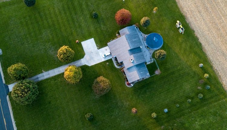 Aerial view of a roof